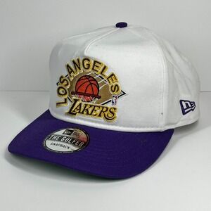 Los Angeles Lakers New Era The Golfer Snapback Cap Hat White Purple NBA